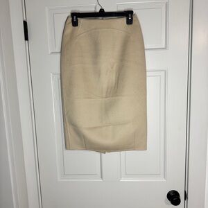 Chado Double-Faced Cashmere Cream Pencil Skirt